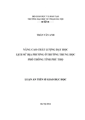 Nâng Cao Chất Lượng Dạy Học Lịch Sử Địa Phương Tại 