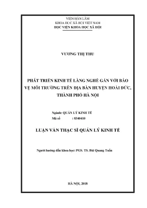 Phát Triển Kinh Tế Làng Nghề Bền Vững Gắn Với Bảo Vệ Môi
