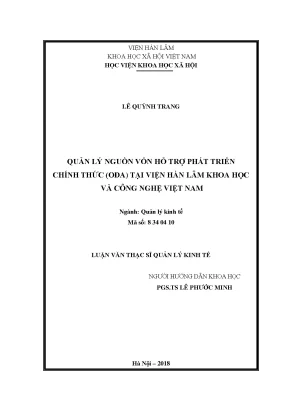 Quản lý nguồn vốn ODA tại Viện Hàn lâm Khoa học và Công