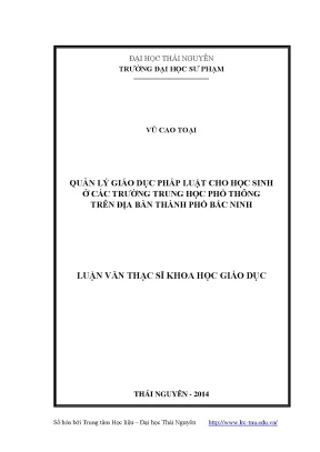 Quản Lý Giáo Dục Pháp Luật Cho Học Sinh Trung Học Phổ