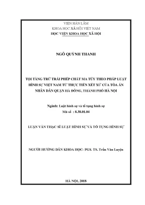 Nghiên cứu tội tàng trữ trái phép chất ma túy theo pháp