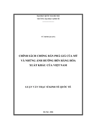 Chính Sách Chống Bán Phá Giá Của Mỹ Và Tác Động Đến Xuất