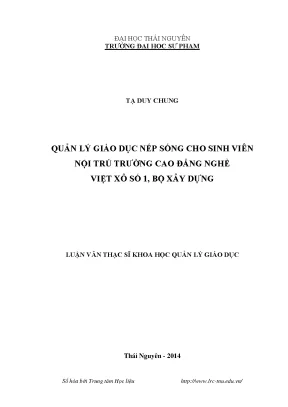 Quản Lý Giáo Dục Nếp Sống Cho Sinh Viên Tại Trường Cao