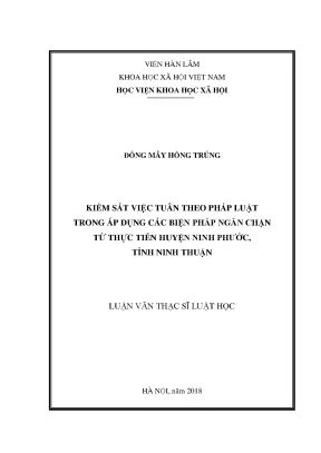 Kiểm Soát Việc Tuân Theo Pháp Luật Trong Áp Dụng Biện