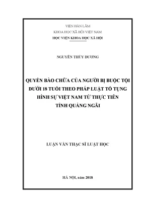 Quyền Bào Chữa của Người Dưới 18 Tuổi trong Tố Tụng Hình