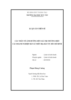 Nhân Tố Ảnh Hưởng Đến Giá Trị Thương Hiệu Doanh Nghiệp