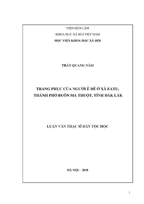 Trang Phục Truyền Thống Của Người Ê Đê Tại Xã EaTu, Buôn 