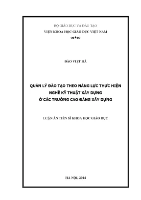 Quản lý đào tạo nghề kỹ thuật xây dựng theo năng lực tại