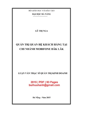 Luận văn Quản trị quan hệ khách hàng tại Mobifone Đắk Lắk