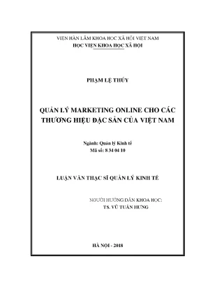 Quản Lý Marketing Online Cho Thương Hiệu Đặc Sản Việt Nam