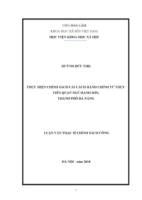 Cải Cách Hành Chính Tại Quận Ngũ Hành Sơn, Đà Nẵng: Thực
