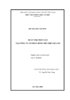 Quản Trị Nhân Lực Tại Công Ty Cổ Phần Bóng Đèn Điện