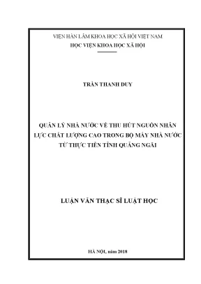 Quản Lý Nhà Nước Về Thu Hút Nhân Lực Chất Lượng Cao Tại