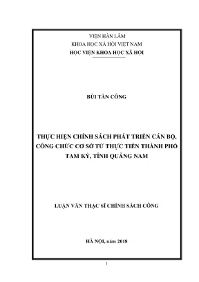Chính Sách Phát Triển Cán Bộ, Công Chức Cơ Sở Tại Thành