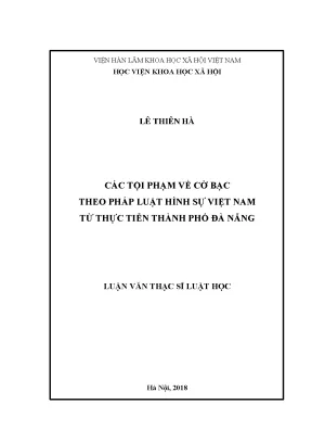 Nghiên Cứu Về Tội Phạm Cờ Bạc Theo Pháp Luật Hình Sự