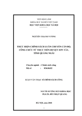 Chính Sách Luân Chuyển Cán Bộ Tại Huyện Sơn Tây, Quảng Ngãi