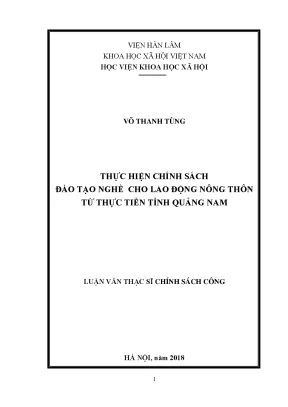 Đào Tạo Nghề Cho Lao Động Nông Thôn Tại Quảng Nam: Thực
