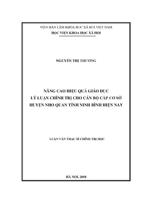 Nâng Cao Hiệu Quả Giáo Dục Lý Luận Chính Trị Cho Cán Bộ