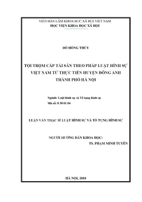 Nghiên cứu tội trộm cắp tài sản theo pháp luật hình sự