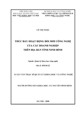 Thúc Đẩy Đổi Mới Công Nghệ Tại Doanh Nghiệp Tỉnh Ninh Bình