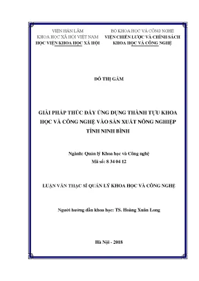 Thúc Đẩy Ứng Dụng Khoa Học và Công Nghệ vào Sản Xuất
