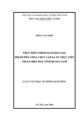 Đào Tạo và Bồi Dưỡng Công Chức Cấp Xã Tại Thị Xã Điện