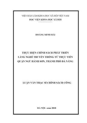 Phát Triển Làng Nghề Truyền Thống Tại Quận Ngũ Hành Sơn,