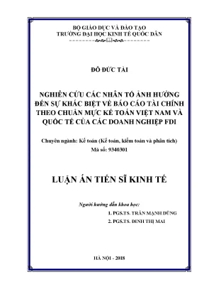 Nghiên Cứu Sự Khác Biệt Về Báo Cáo Tài Chính Giữa Chuẩn