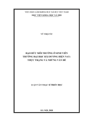 Đạo Đức Môi Trường Ở Sinh Viên Trường Đại Học Hải Dương: