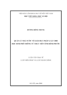 Quản Lý Nhà Nước Về Giáo Dục Pháp Luật Cho Học Sinh Phổ