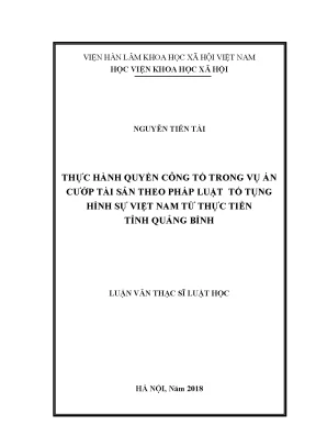 Thực Hành Quyền Công Tố Trong Vụ Án Cướp Tài Sản Tại