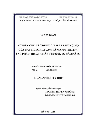 Nghiên Cứu Tác Dụng Giảm Áp Lực Nội Sọ Của Natriclorua