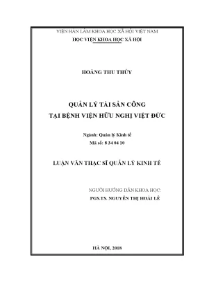 Quản Lý Tài Sản Công Tại Bệnh Viện Hữu Nghị Việt Đức: