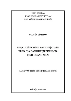 Chính Sách Việc Làm Tại Huyện Bình Sơn, Tỉnh Quảng Ngãi: