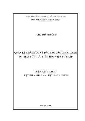 Quản Lý Nhà Nước Về Đào Tạo Chức Danh Tư Pháp Tại Học 
