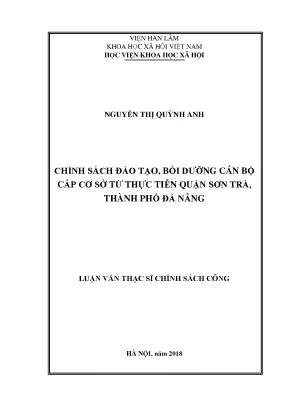 Chính Sách Đào Tạo Cán Bộ Cấp Cơ Sở Tại Quận Sơn Trà, Đà