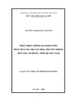 Bảo Tồn và Phát Huy Văn Hóa Truyền Thống Dân Tộc Xơ Đăng