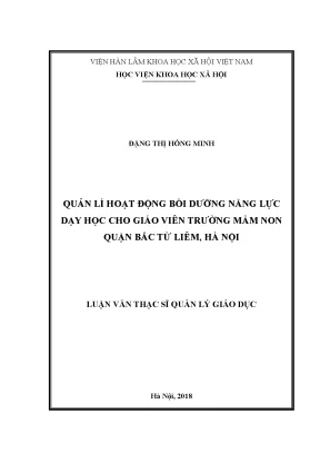 Quản Lý Bồi Dưỡng Năng Lực Dạy Học Cho Giáo Viên Mầm Non