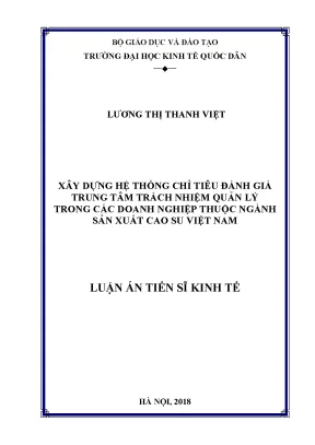 Hệ Thống Chỉ Tiêu Đánh Giá Trung Tâm Trách Nhiệm Quản Lý 