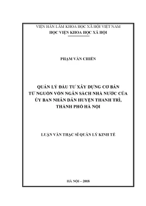 Quản Lý Đầu Tư Xây Dựng Từ Ngân Sách Nhà Nước Tại Huyện