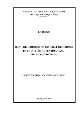 Đánh Giá Chính Sách Giao Đất Giao Rừng Tại Huyện Hòa