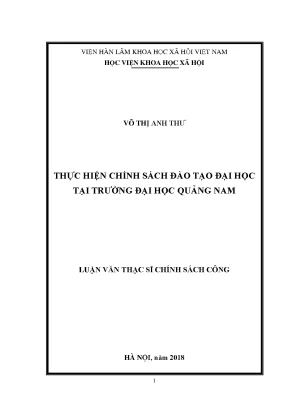 Chính Sách Đào Tạo Đại Học Tại Trường Đại Học Quảng Nam