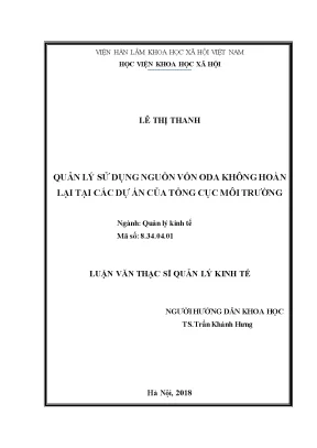 Quản Lý Hiệu Quả Nguồn Vốn ODA Không Hoàn Lại Tại Tổng