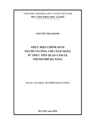 Chính Sách Người Có Công Với Cách Mạng Tại Quận Cẩm Lệ,