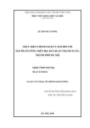 Chính Sách Ưu Đãi Người Có Công Tại Quận Thanh Xuân, Hà Nội