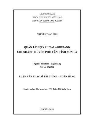 Quản Lý Nợ Xấu Tại Agribank Chi Nhánh Huyện Phù Yên, Sơn La