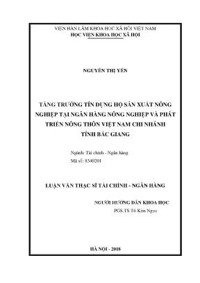 Tăng Trưởng Tín Dụng Hộ Sản Xuất Nông Nghiệp Tại Ngân
