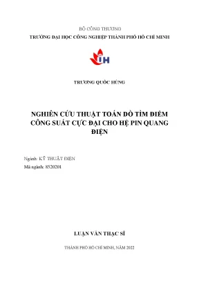 Nghiên Cứu Thuật Toán Dò Tìm Điểm Công Suất Cực Đại Cho