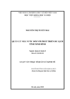 Quản Lý Nhà Nước và Phát Triển Du Lịch Tỉnh Ninh Bình