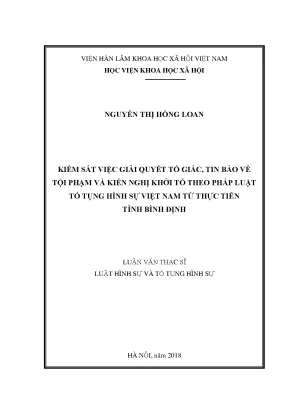 Kiểm Soát Giải Quyết Tố Giác và Kiến Nghị Khởi Tố Tại